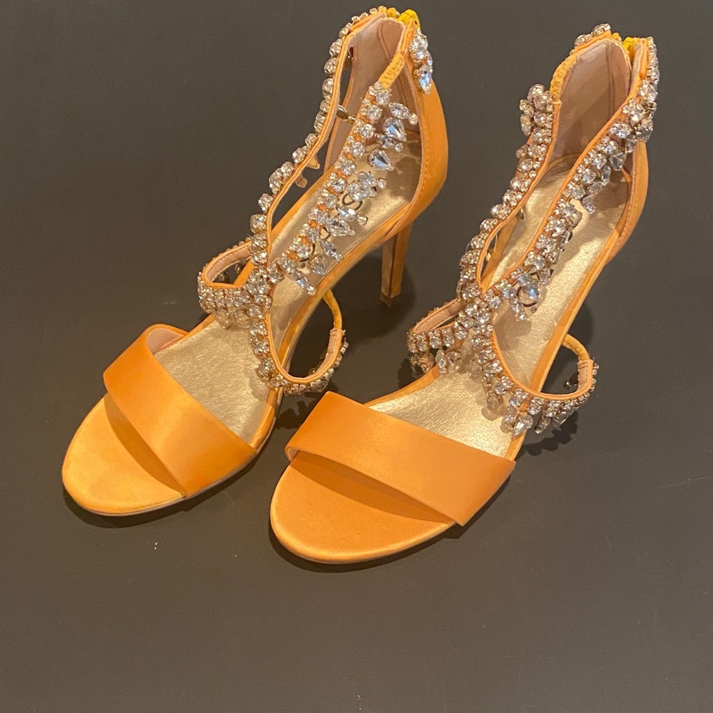 Ashro Orange Embellished Heels
